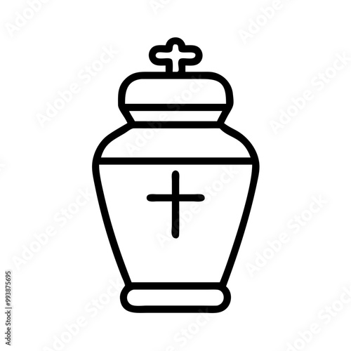 Cremation urn icon on transparent background for burial services with simple design