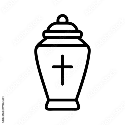 Cremation urn icon on transparent background for burial services with simple design
