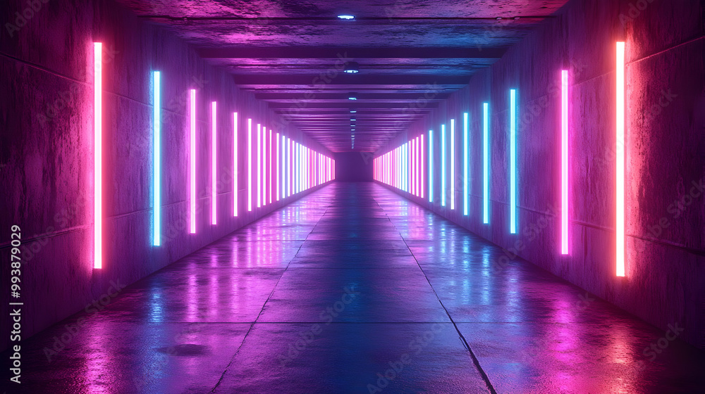 Neon Lights Tunnel - 3D Illustration Neon Lights Tunnel - 3D Illustration