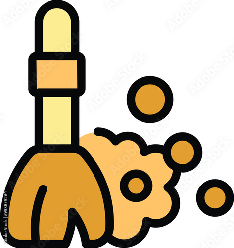 This icon image depicts a loofah bath sponge creating bubbles for cleaning and washing