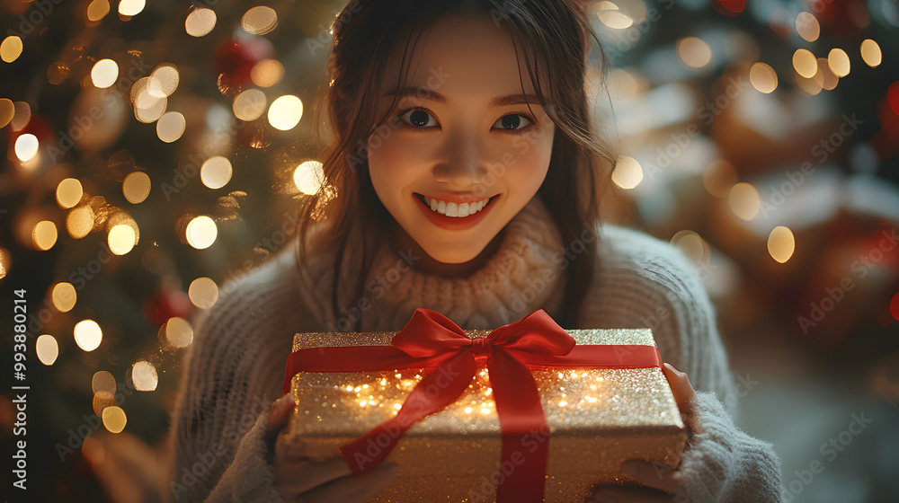 A Woman Opens Her Christmas Present and Is Surprised by the Gift
A Woman Opens Her Christmas Present and Is Surprised by the Gift