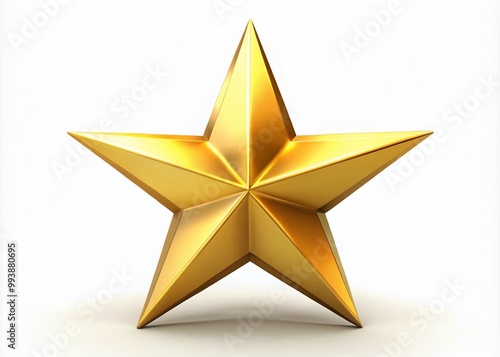 Bright Gold Star on a White Background Symbolizing Achievement, Success, and Recognition in Awards