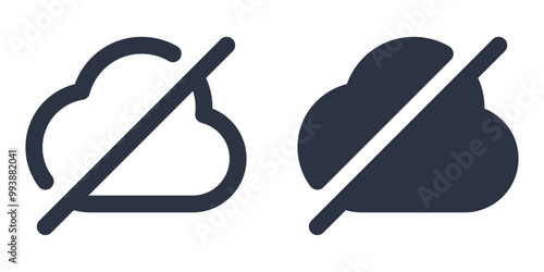 Cloud Disabled or Cloud Disconnect simple icons set designed in filled, outline, line and stroke style