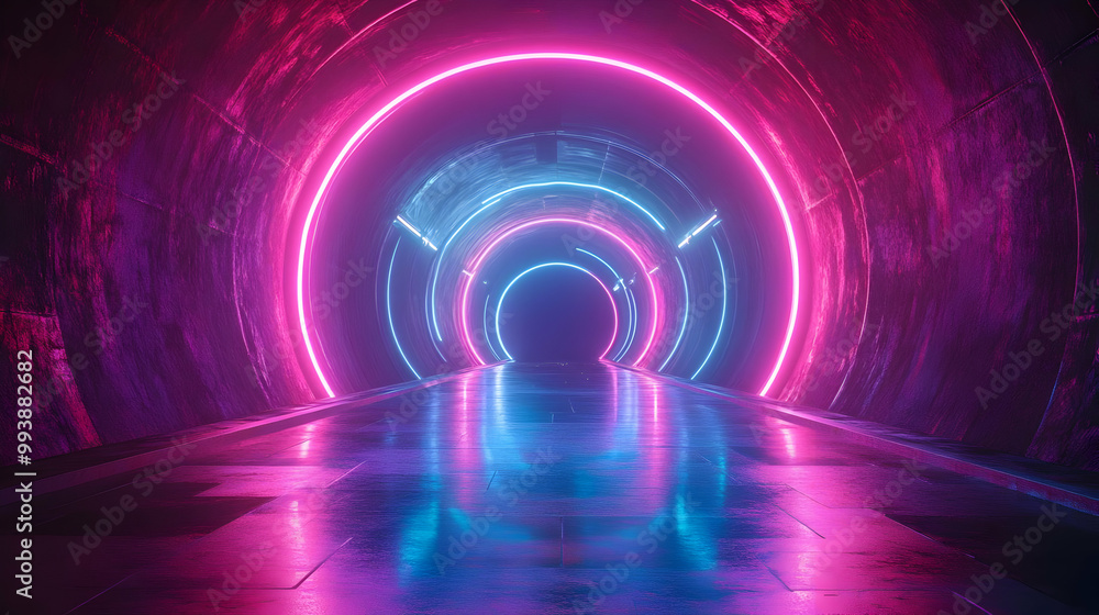 Neon Lights Abstract Tunnel 3D Background Neon Lights Abstract Tunnel 3D Background