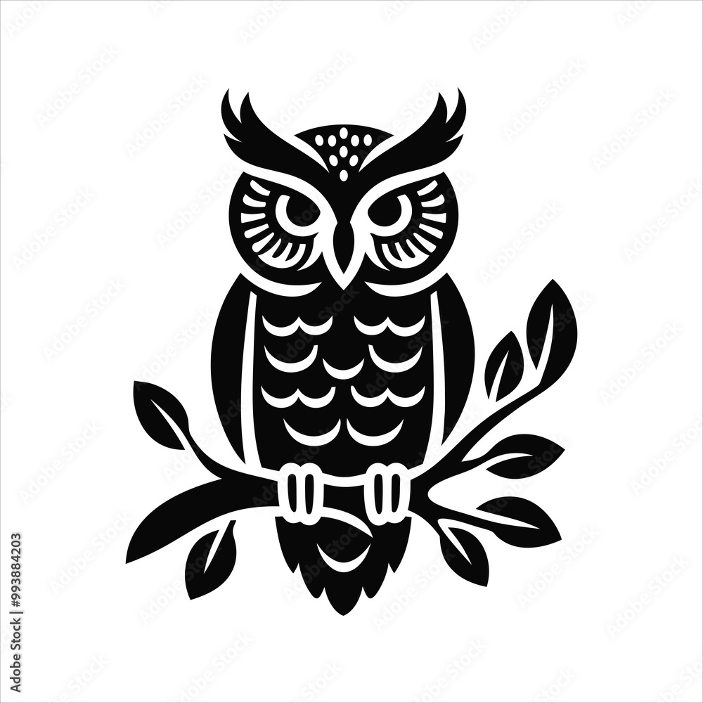 Owl on a tree silhouette vector illustration Owl on a tree silhouette vector illustration