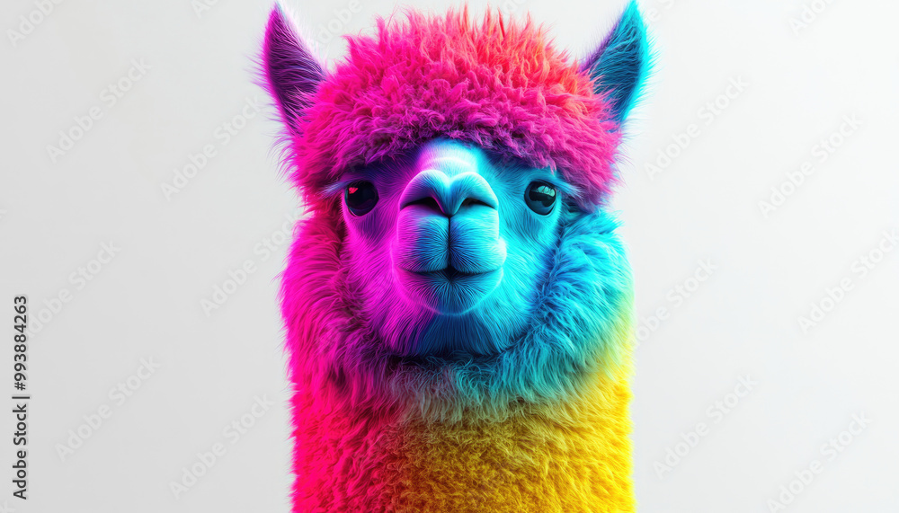 Colorful llama with vibrant fur against a white isolate background. Colorful llama with vibrant fur against a white isolate background.