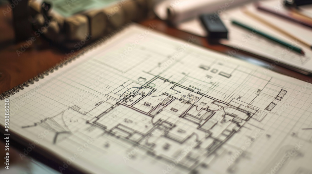Sketch pads and graph paper for hand-drawing property layouts and floor plans Sketch pads and graph paper for hand-drawing property layouts and floor plans