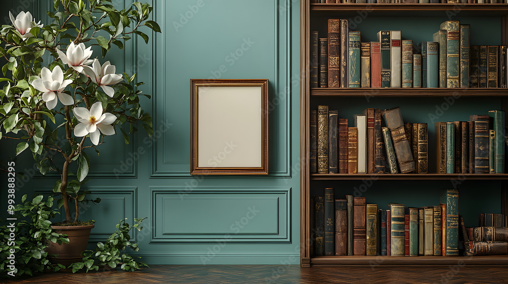 White Frame Background with Bookshelf, Books, and a Magnifying Glass
White Frame Background with Bookshelf, Books, and a Magnifying Glass