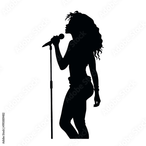 Female Opera Singer Silhouette – Vector for Classical Music and Stage Art