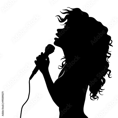 Female Jazz Singer Silhouette – Smooth Vector Illustration for Music Events