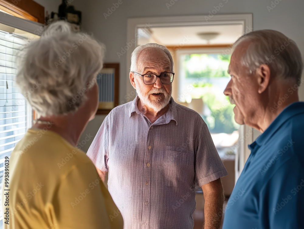 Friendly Real Estate Agent Engaging with Seniors at Home