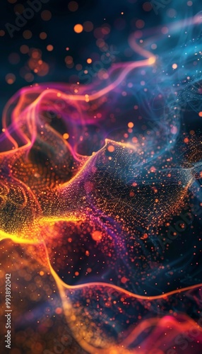 Wallpaper Mural Mesmerizing digital design of colorful waves and particles representing technology and innovation Torontodigital.ca