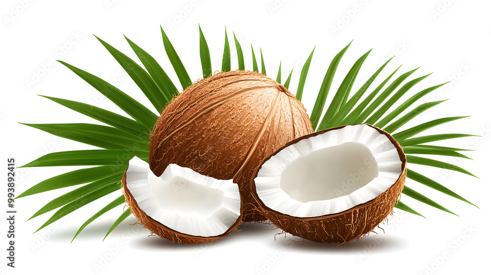 Tropical Delight: Whole and Halved Coconut design Tropical Delight: Whole and Halved Coconut design