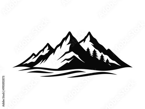 Mountains icon vector Hike travel vector illustration sign rocky mountains silhouette
