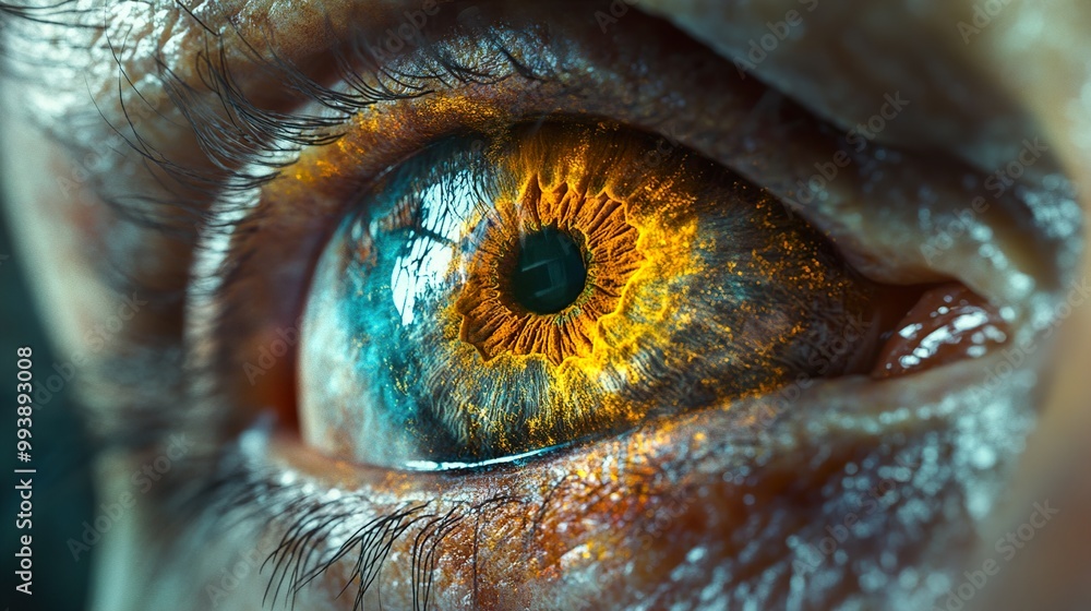 Close Up Photography of a Human Eye with Golden Sparkles Close Up Photography of a Human Eye with Golden Sparkles