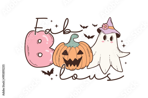 Fab boo lous, Retro Halloween Sublimation T shirt design
