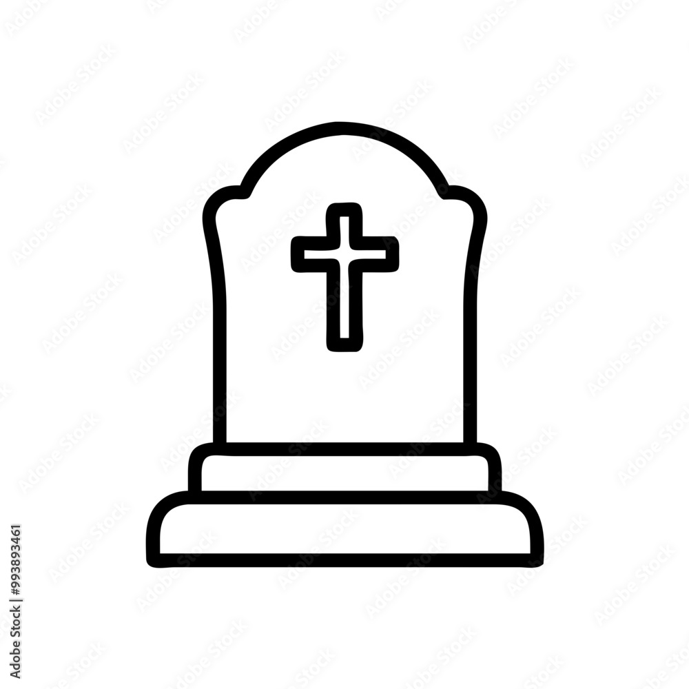 Tombstone with cross icon on transparent background for burial services with simple design Tombstone with cross icon on transparent background for burial services with simple design