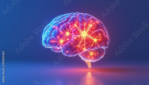 A colorful digital illustration of a brain with glowing neurons, symbolizing creativity, intelligence, and neural connections.