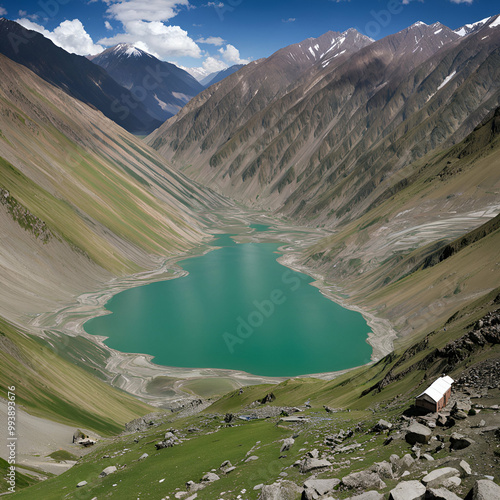 landscape with lake and mountains