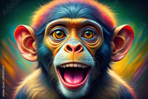 Wallpaper Mural Charming Drawn Monkey Illustration with Playful Expression and Vibrant Colors for Creative Projects Torontodigital.ca