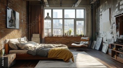 Loft interior design of modern bedroom