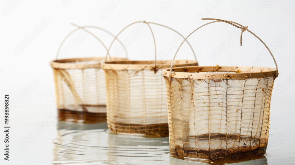 Sediment traps for collecting sediment samples from water bodies isolated on white background Sediment traps for collecting sediment samples from water bodies isolated on white background