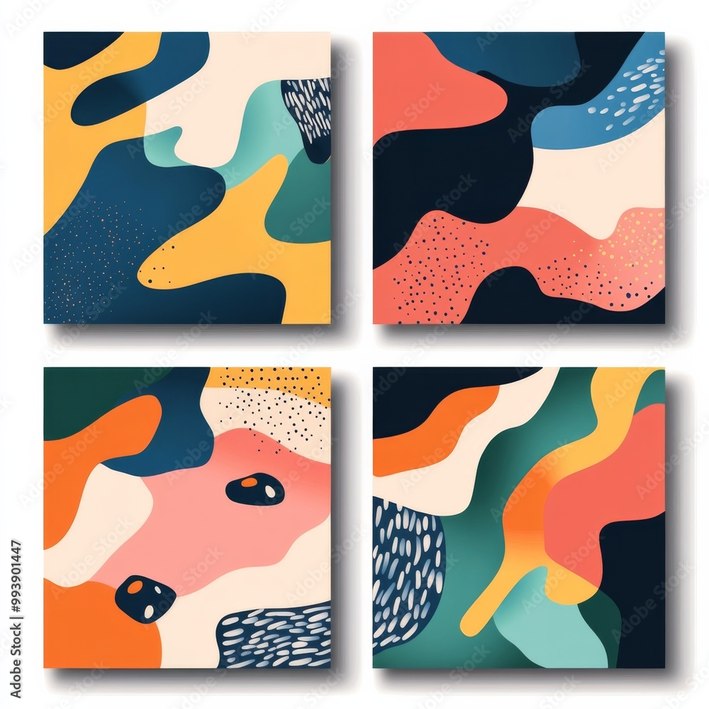 set of 4 frame Modern Abstract Covers Set Featuring Colorful Geometric Backgrounds - Minimalist Design Vector Illustration set of 4 frame Modern Abstract Covers Set Featuring Colorful Geometric Backgrounds - Minimalist Design Vector Illustration