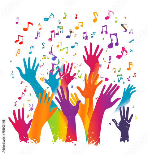 Celebration of Music and Joy: Colorful Hands in Harmony design