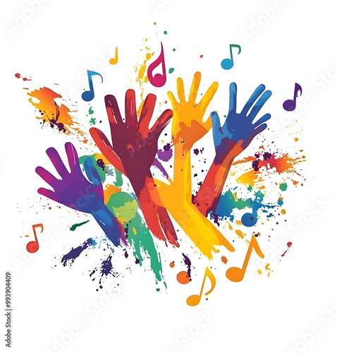 Celebration of Music and Joy: Colorful Hands in Harmony design