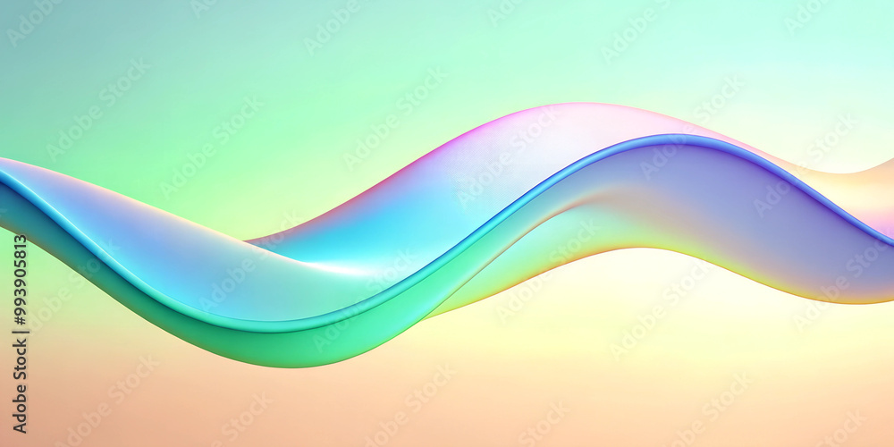Obraz premium graphic background, displays a smooth, flowing motion in a gradient of colors, resembling a wave-like or liquid-like form