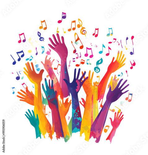 Celebration of Music and Joy: Colorful Hands in Harmony design