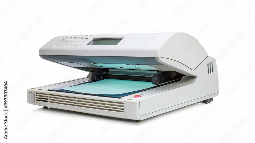 Scanners for digitizing paper documents isolated on white background Scanners for digitizing paper documents isolated on white background