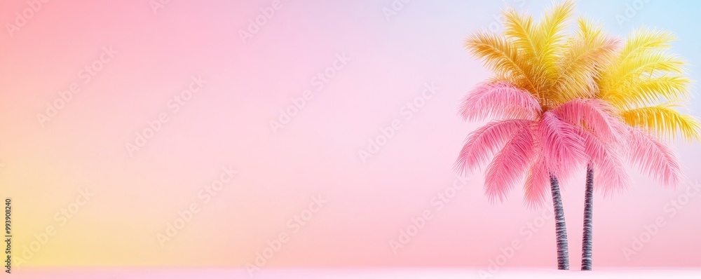 colorful art of palm tree on gradient background colorful art of palm tree on gradient background