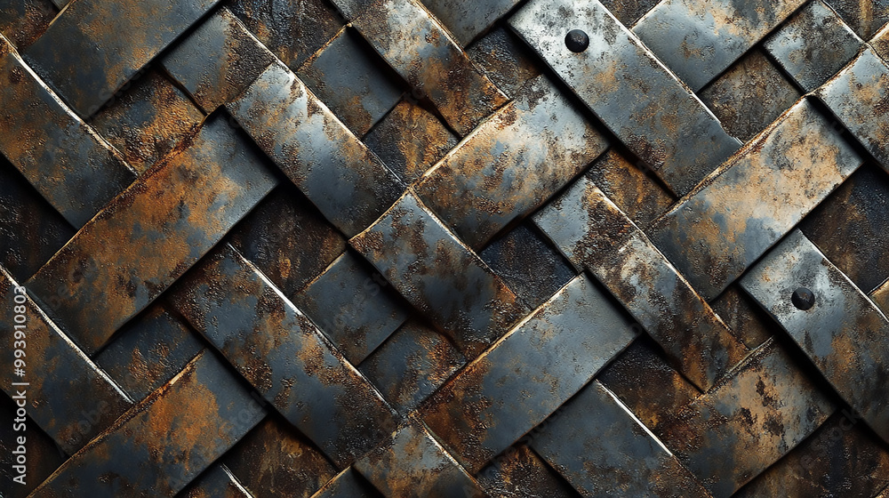 The surface shows signs of rust and scratches, giving it an industrial feel Industrial Metal Background Rivets and Steel Texture
The surface shows signs of rust and scratches, giving it an industrial feel Industrial Metal Background Rivets and Steel Texture