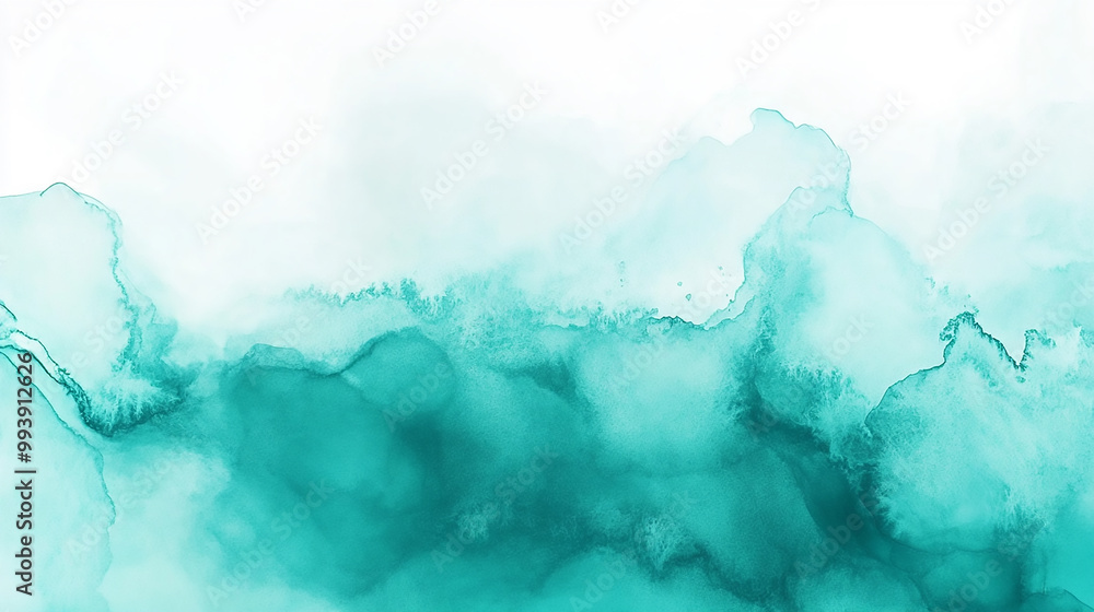 Had image on solid background An abstract watercolor painting style design with washed-out details and wavy brush strokes in white and turquoise Had image on solid background An abstract watercolor painting style design with washed-out details and wavy brush strokes in white and turquoise