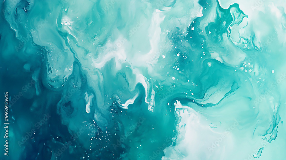 Had image on solid background An abstract watercolor painting style design with washed-out details and wavy brush strokes in white and turquoise Had image on solid background An abstract watercolor painting style design with washed-out details and wavy brush strokes in white and turquoise