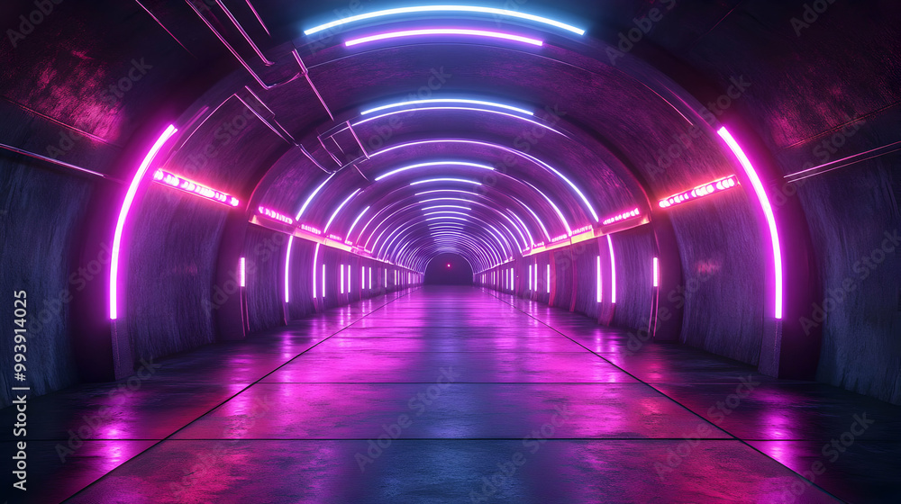 Futuristic Neon Tunnel - 3D Render Futuristic Neon Tunnel - 3D Render