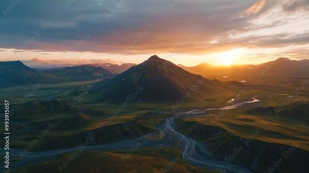A breathtaking sunset over a vast desert landscape, with warm colors illuminating A breathtaking sunset over a vast desert landscape, with warm colors illuminating