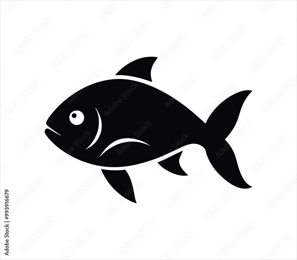 Fish Silhouette Vector Isolated On White Background Fish Silhouette Vector Isolated On White Background