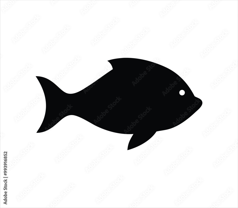 Fish Silhouette Vector Isolated On White Background Fish Silhouette Vector Isolated On White Background