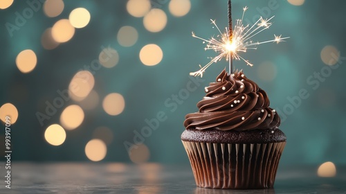 The Chocolate Cupcake with Sparkler photo