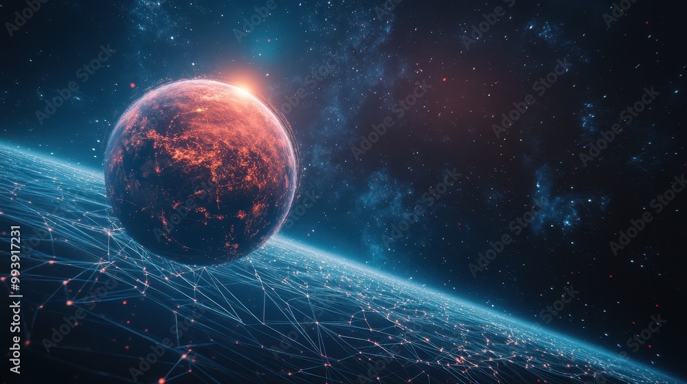 Obraz premium The Planet in Cosmic Network