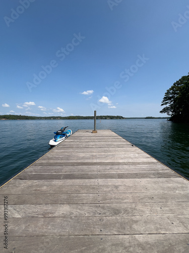 Jetski docked on a lake