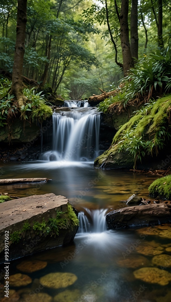 Small forest waterfall. Small forest waterfall.