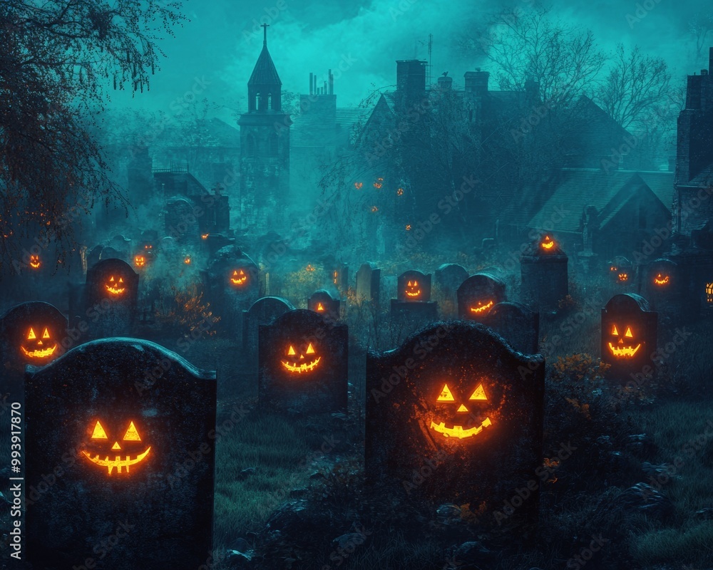 Creepy Halloween scavenger hunt in an American town eerie clues hidden behind gravestones Creepy Halloween scavenger hunt in an American town eerie clues hidden behind gravestones