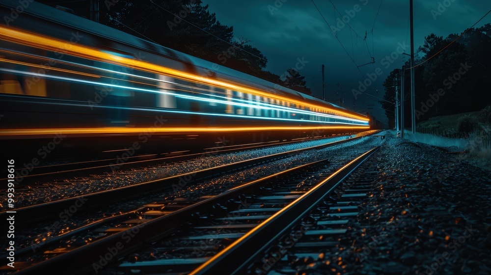 Illuminated Train Journey through Savannah at Night in 8K UHD Resolution Illuminated Train Journey through Savannah at Night in 8K UHD Resolution