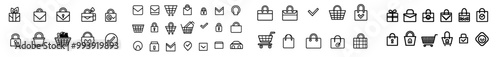 Modern editable stroke outline icons for e-commerce and online shopping. Pixel perfect illustration. 64 x 64.