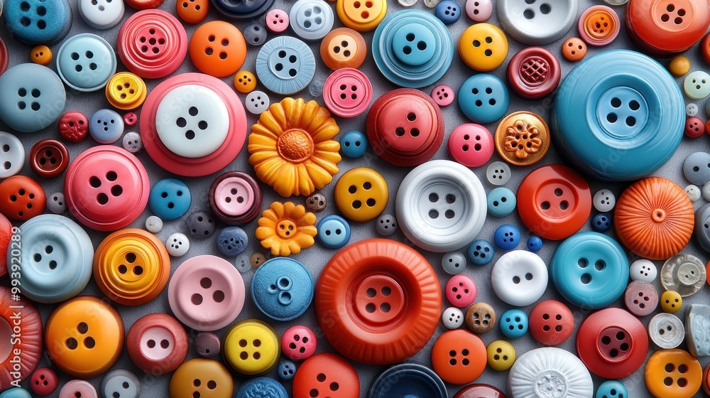 A colorful arrangement of various buttons showcasing creativity. A colorful arrangement of various buttons showcasing creativity.
