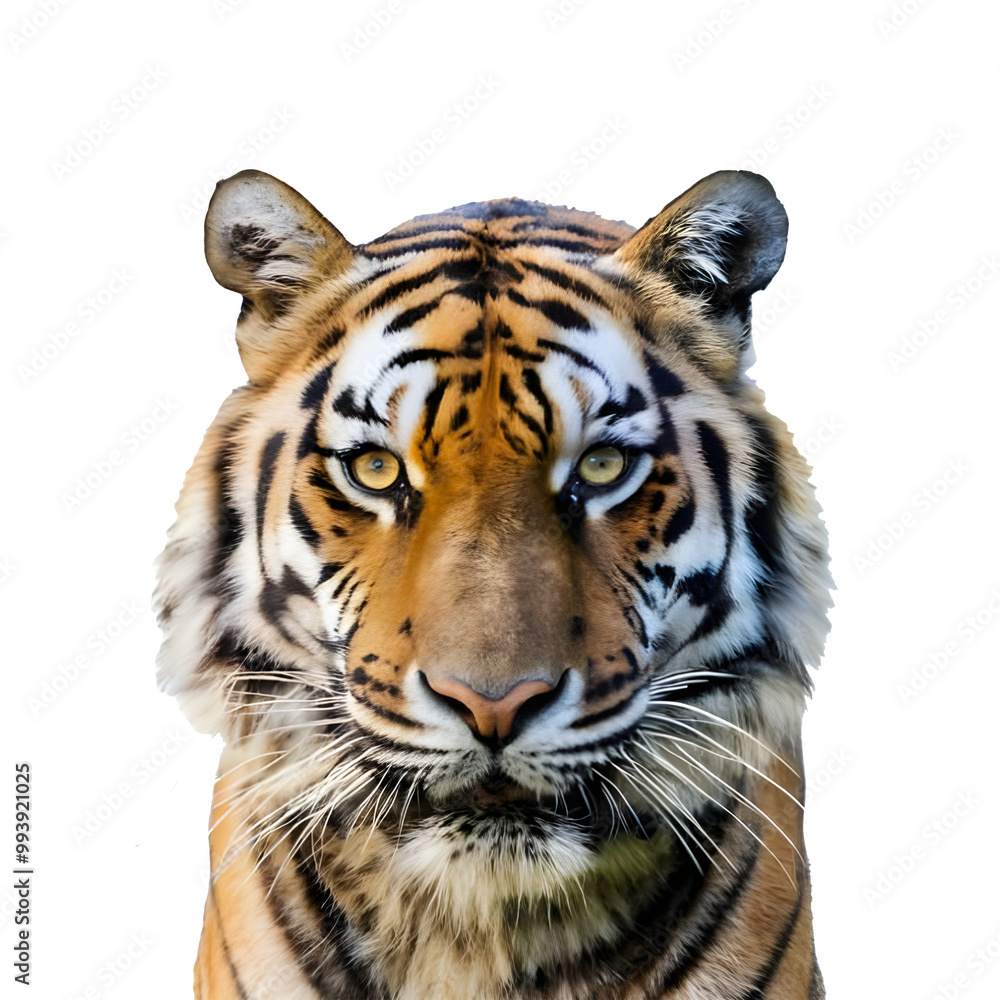 Obraz premium Colorful Tiger head Isolated on a white transparent background