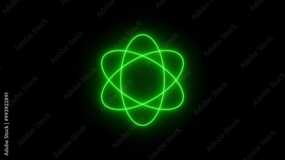 Neon shine atom icon animation on background. Neon shine atom icon animation on background.